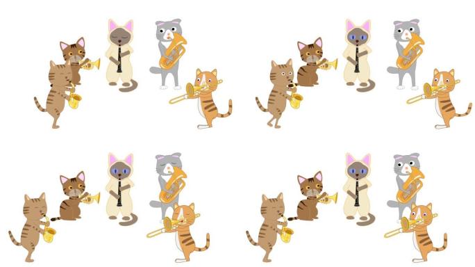 猫音乐会动画片2D可爱有趣