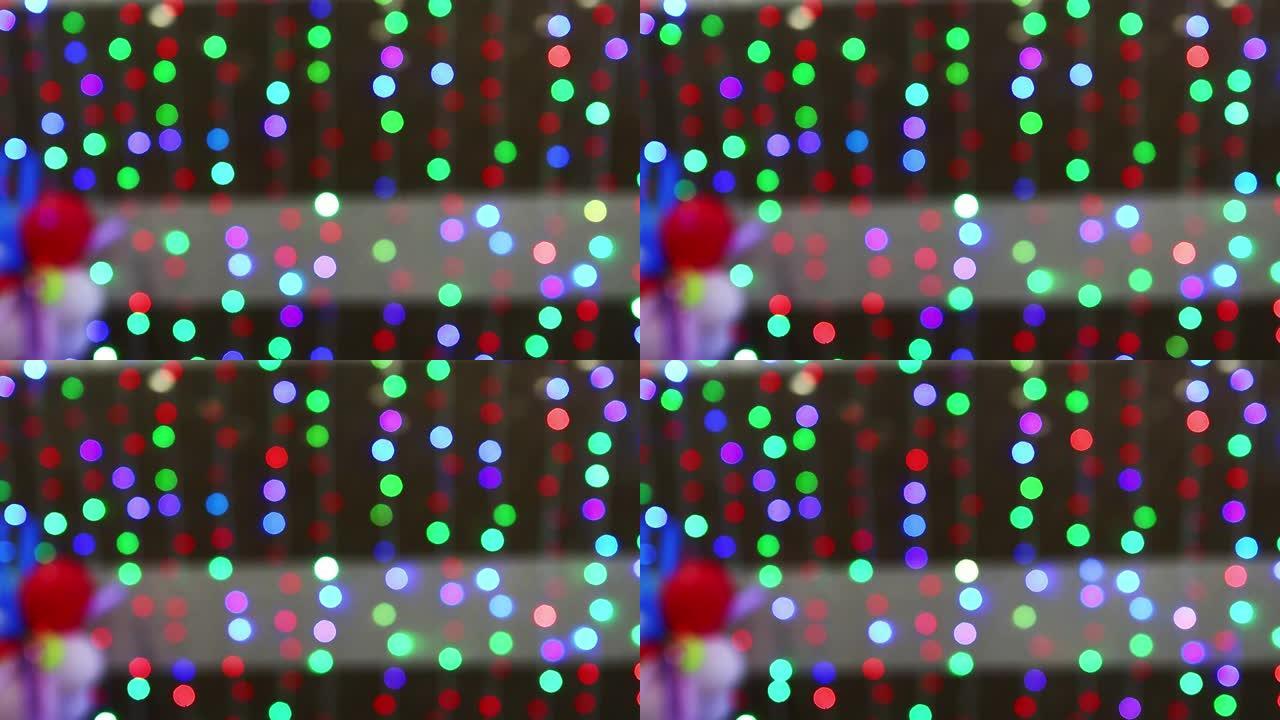 圣诞节期间开和关的不同颜色的bokeh散焦剪辑