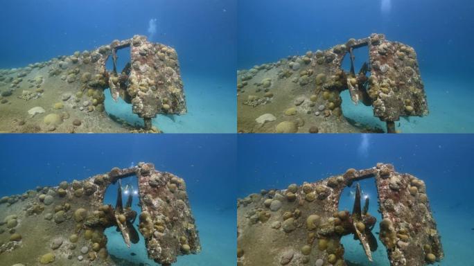 库拉索岛周围加勒比海珊瑚礁的沉船 “黑沙残骸”