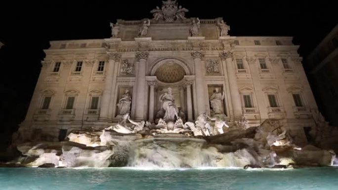 特雷维喷泉，特雷维喷泉，夜间，罗马，意大利