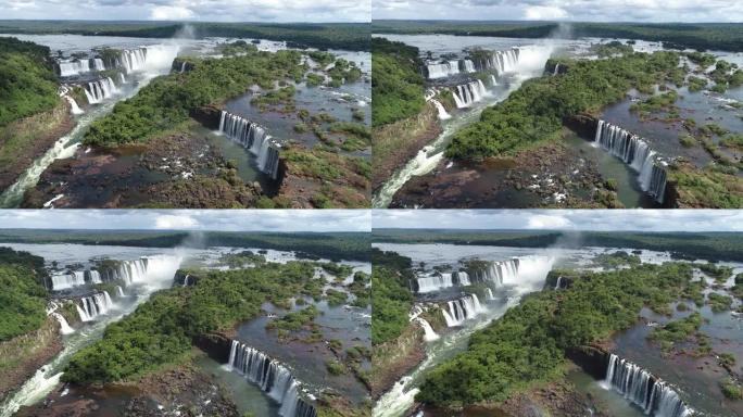 鸟瞰图的瀑布Iguaçu, Foz do Iguaçu，巴西和阿根廷的米塞内斯旅游点。伟大的景观。被