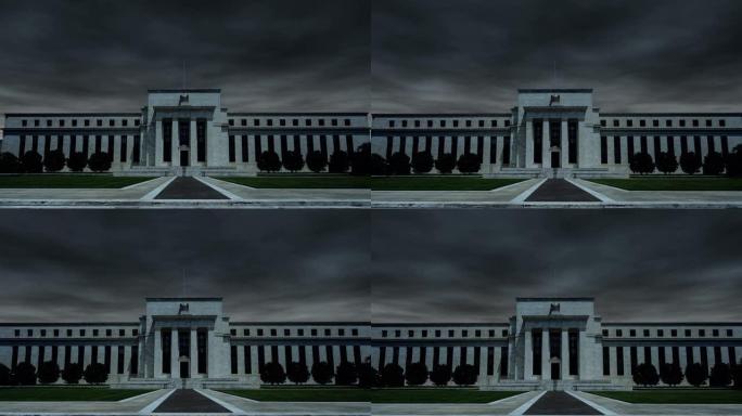 华盛顿特区联邦储备委员会大楼上空的戏剧性风暴云