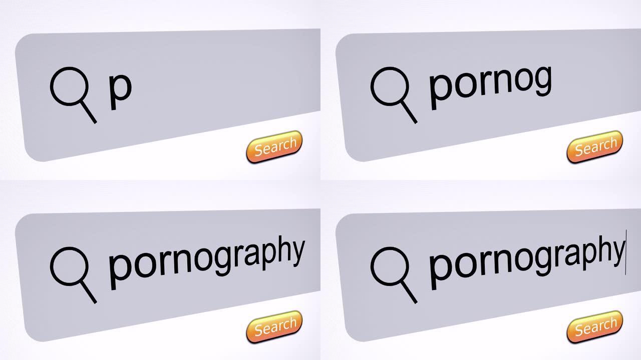 在电脑屏幕的搜索栏中输入“色情作品”