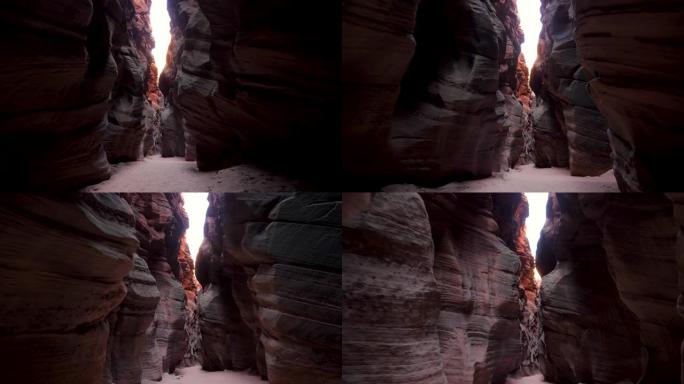 具有波状光滑砂岩壁的深槽峡谷中的相机运动