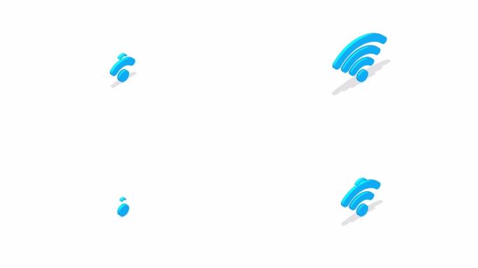 与wifi点的等距图标连接，信号电平不断变化