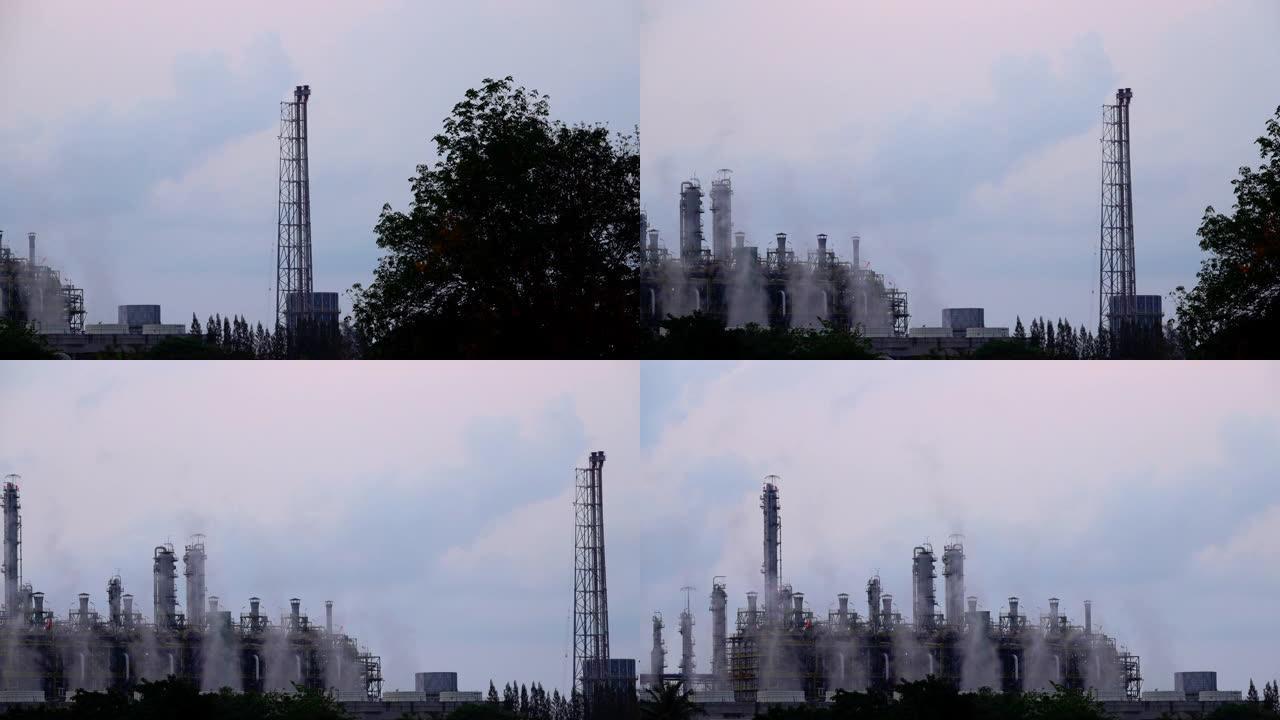 炼油厂烟囱冒烟炼油石化石油