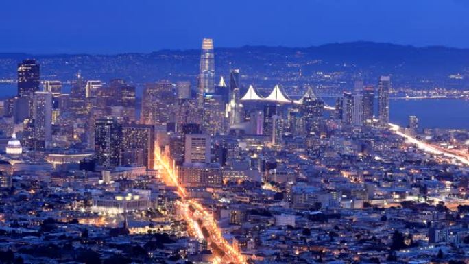 美国加利福尼亚州旧金山的日夜延时循环