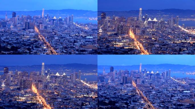美国加利福尼亚州旧金山的日夜延时循环