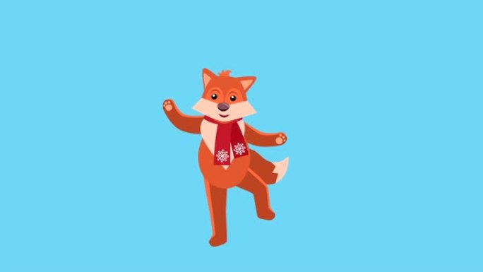 卡通小狐狸平圣诞人物音乐舞蹈动画包括哑光