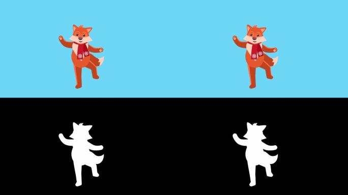 卡通小狐狸平圣诞人物音乐舞蹈动画包括哑光