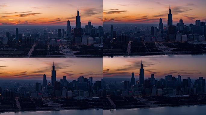 芝加哥市中心的空中展示