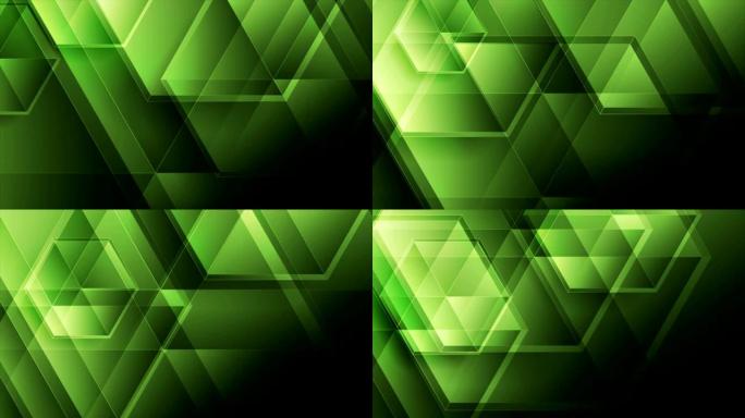 绿色抽象技术运动背景，带光泽多边形