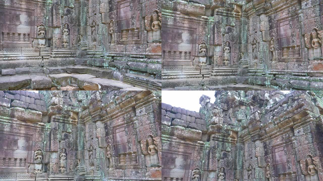 柬埔寨暹粒吴哥窟建筑群塔索姆寺的石雕艺术。