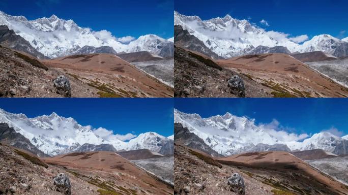 Lhotse 8516m山南脸的4k时间流逝-是世界第四高峰。南脸 -- 最危险的攀登路线之一。尼泊