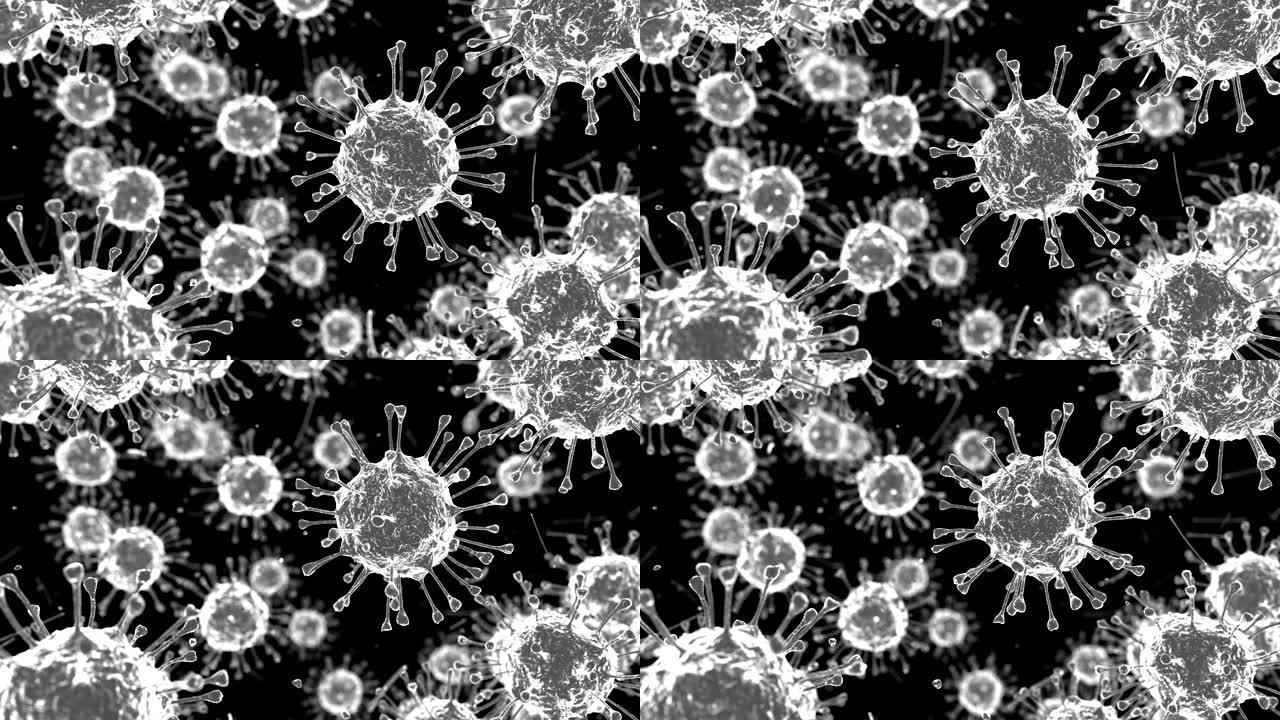 冠状病毒-黑白3d动画
