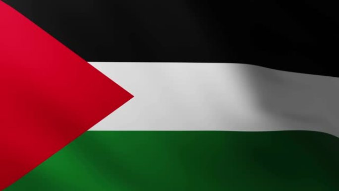 大巴勒斯坦旗的全屏背景在风中飘扬