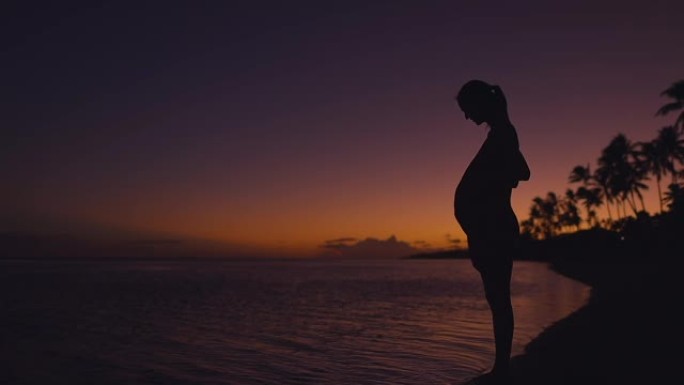 海滩上的孕妇。