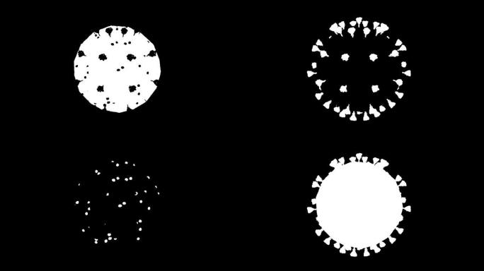 病毒单元 (基于冠状病毒图像模拟)-Giro 360动画-每个元素的alpha通道-4k视频。