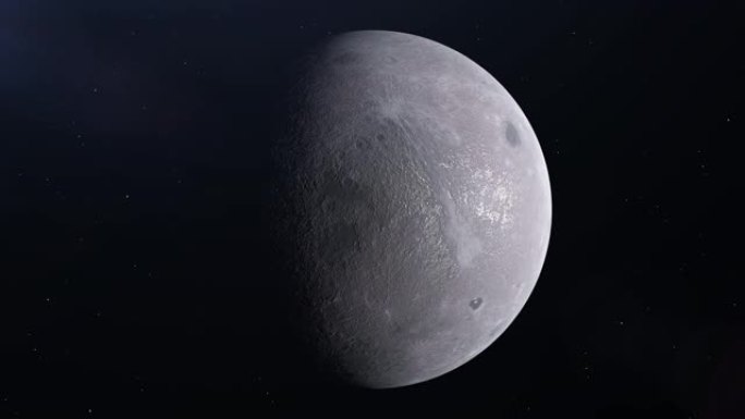 超现实的月亮正在绕其轴缓慢旋转。地球自然卫星的逼真的3D动画。4K