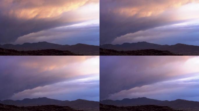 内华达州拉斯维加斯附近沙漠中黄昏时分美丽的云景