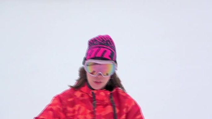 滑雪滑雪女孩