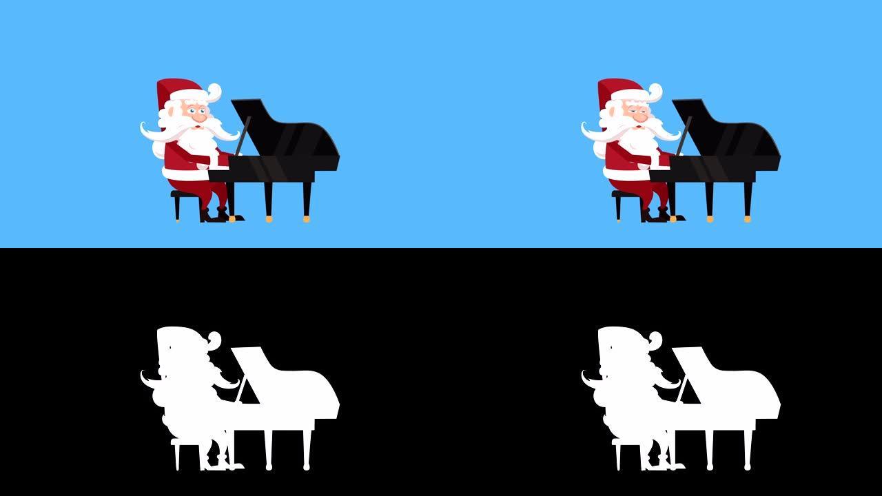 卡通小圣诞老人平角色弹钢琴动画