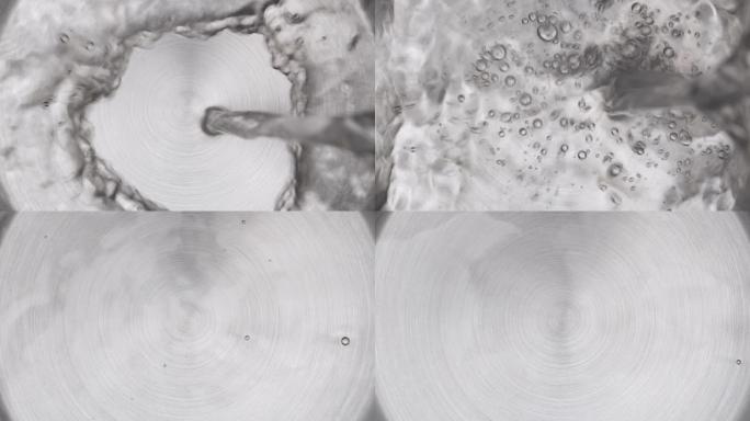将纯净水倒入锅中煮沸的特写镜头