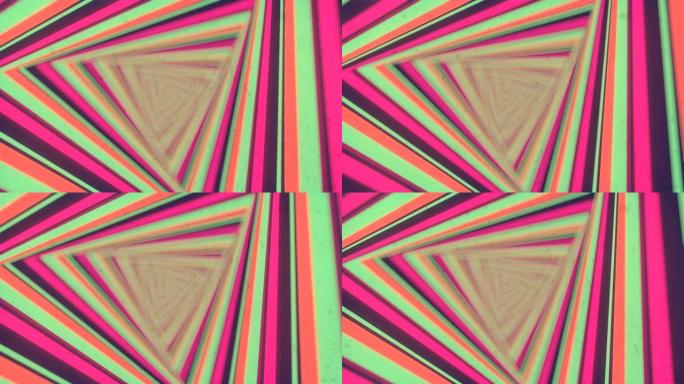 带有彩色条纹的动画催眠隧道的抽象背景。概念设计的景深。3D渲染循环动画。4K，超高清分辨率