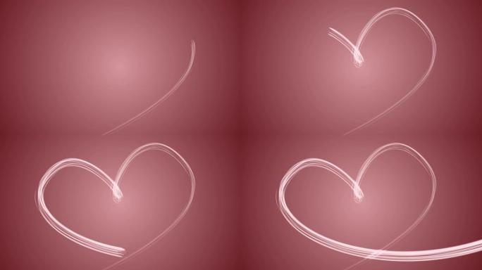 用刷子绘制的心，代表爱情概念的理想镜头