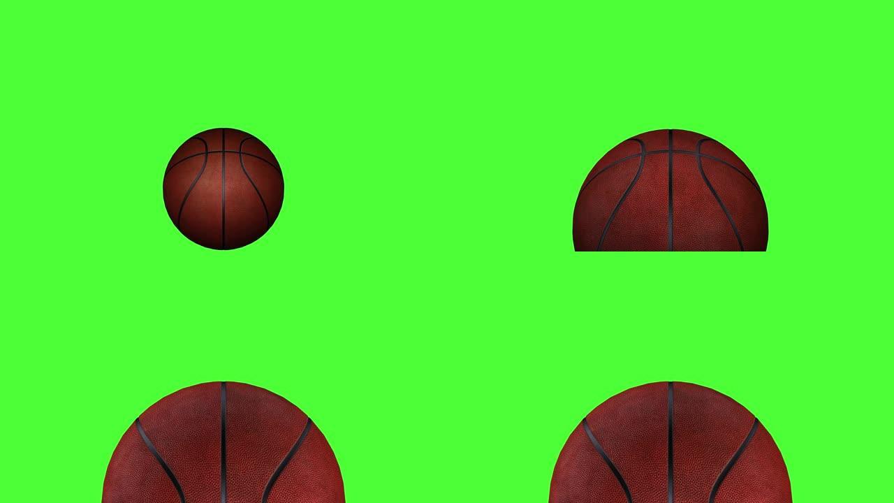 绿色背景上的动画篮球