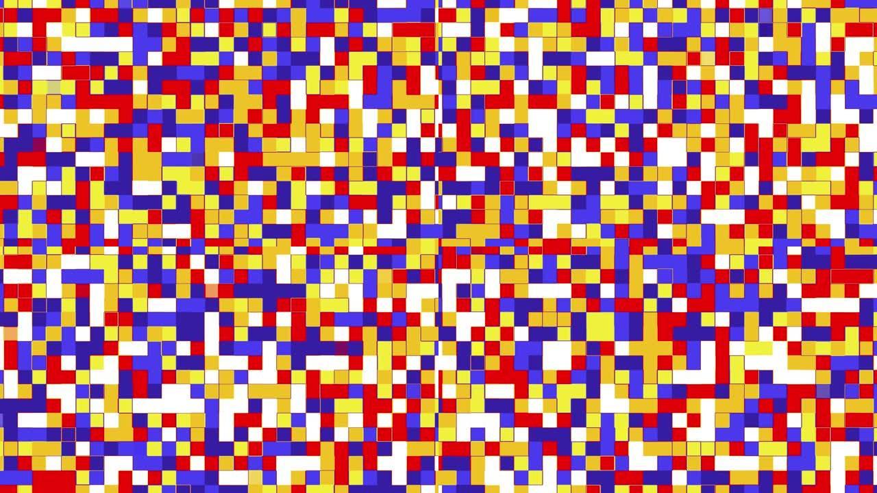 彩色块形状移动的抽象动画。无缝循环动画背景，壁纸。