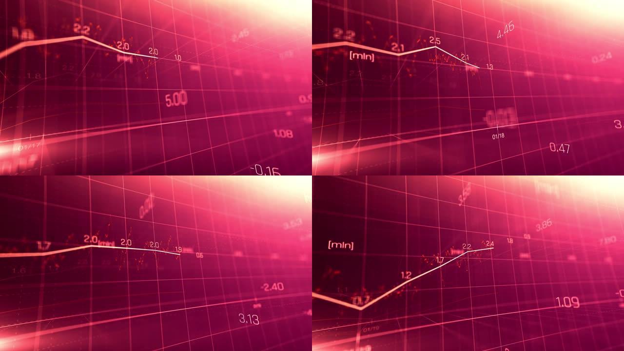 金融图表显示统计数据，价格下跌，股市崩盘，危机，通货膨胀率。