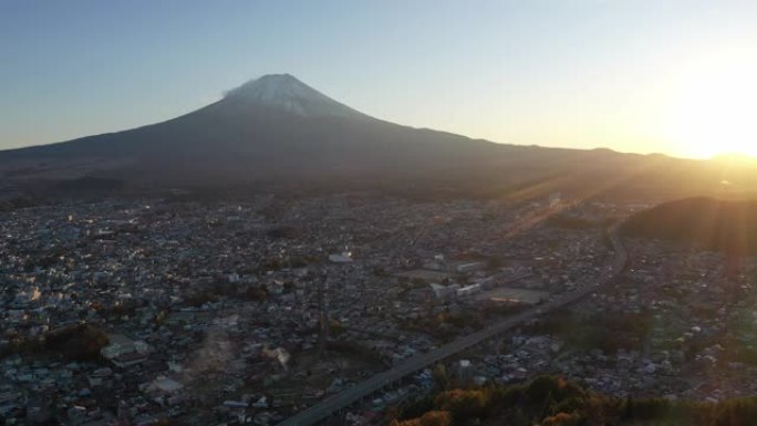 日本富士山4k航拍落日