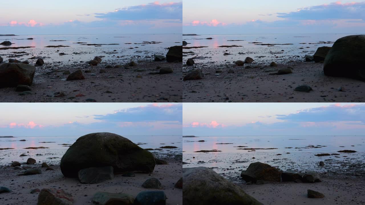 夏天河边的日落海滨海边海滩