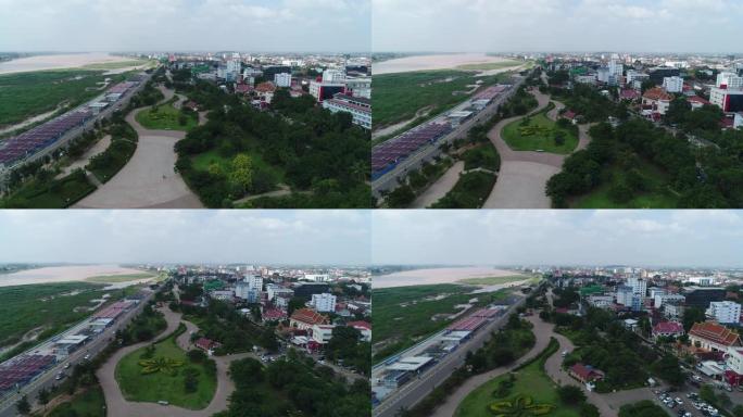 从天空看老挝万象市
