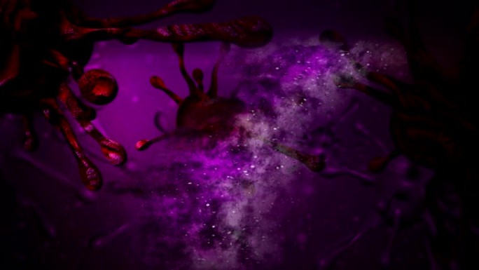 破坏和分解的癌细胞的动画