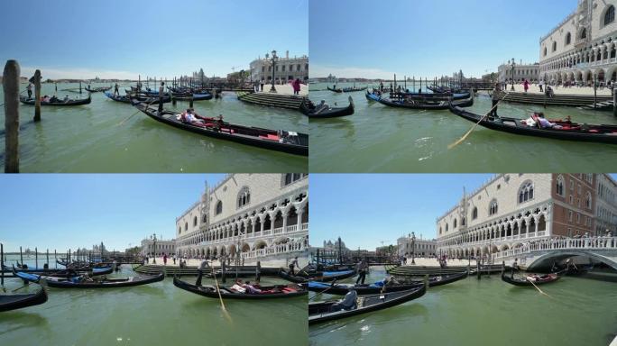 威尼斯的游客和吊船