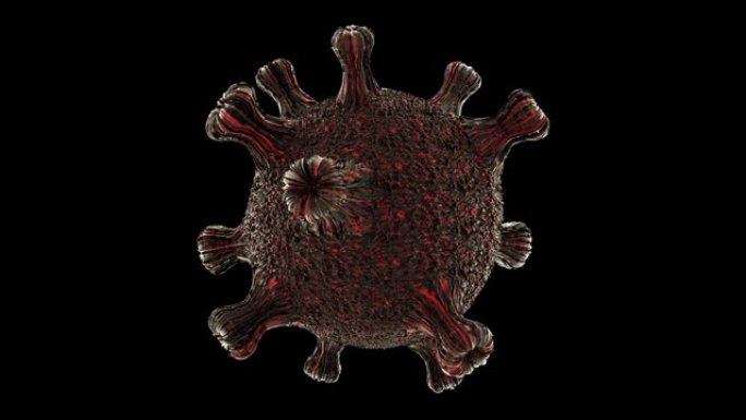 冠状病毒新型冠状病毒肺炎病毒感染引起慢性疾病。漂浮的流感病毒细胞的显微观察。阿尔法掩码通道包括
