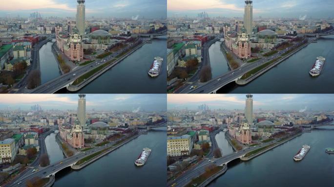莫斯科的空中城市景观与伏都伏特伏特尼运河