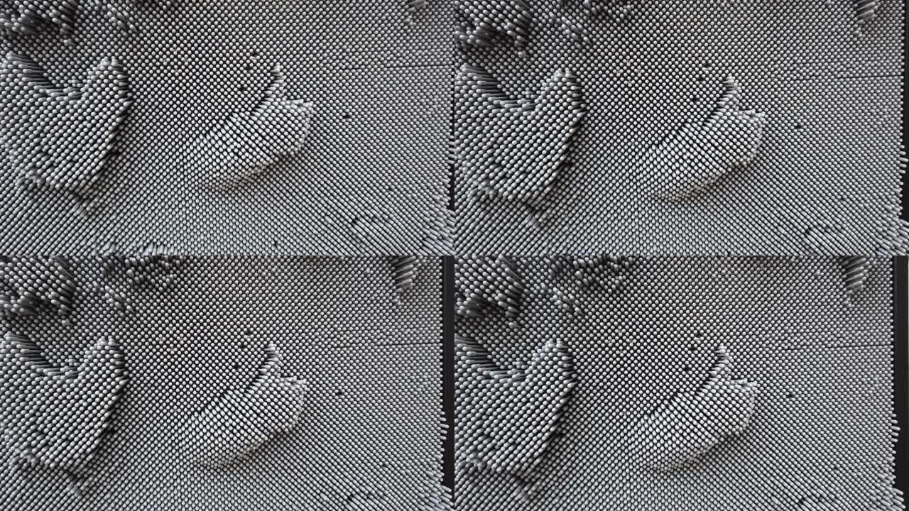 “Pinart 3d”抽象图案。背景塑料钉子。