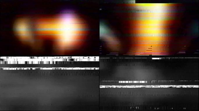 VHS故障模拟抽象数字动画旧电视。故障错误视频损坏。信号噪声。系统错误。独特的设计。信号不好。数字电