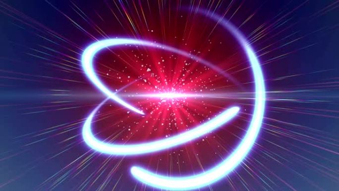 原子轨道光线摘要唯美粒子汇聚抽象线条穿梭