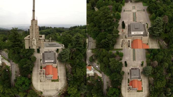 葡萄牙吉马良斯的Santuario da Penha Sanctuary无人机鸟瞰图