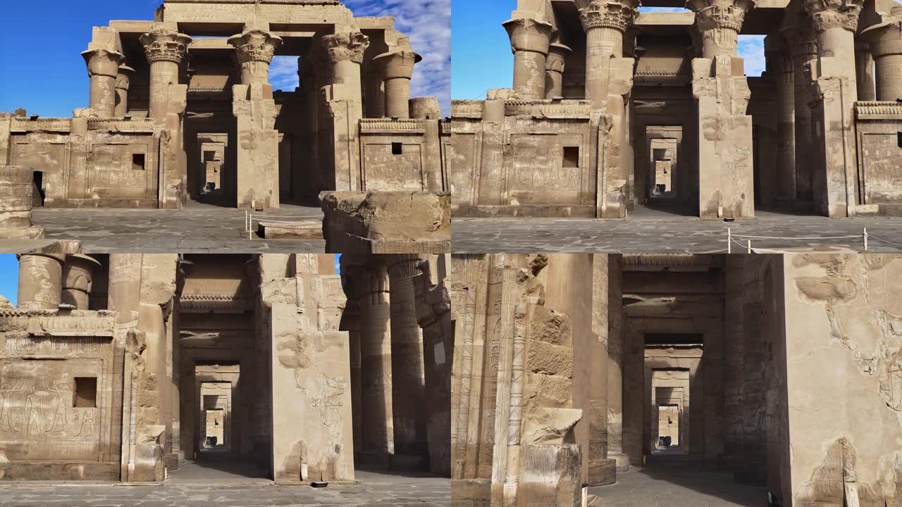 科姆·孔博神庙。Kom Ombo是埃及的一个农业城镇，以Kom Ombo神庙而闻名。它最初是一个埃及