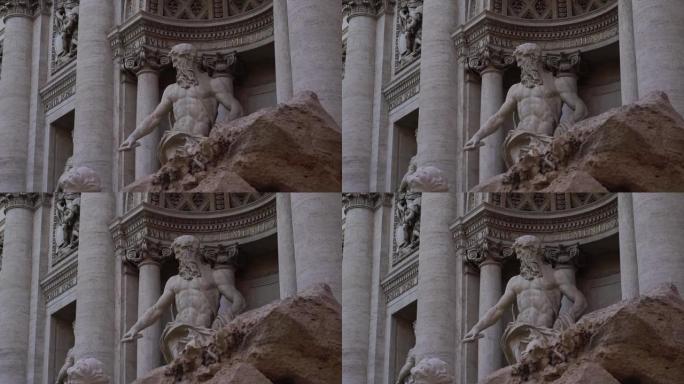 意大利罗马的特莱维喷泉雕像。