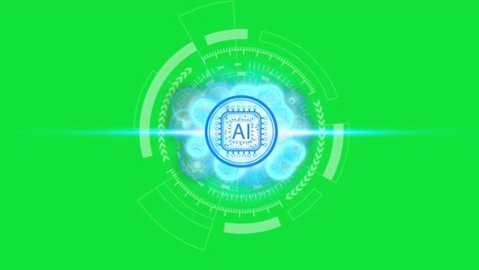 动画手触人工智能 (AI) 技术图标通过网络连接，人工智能技术概念