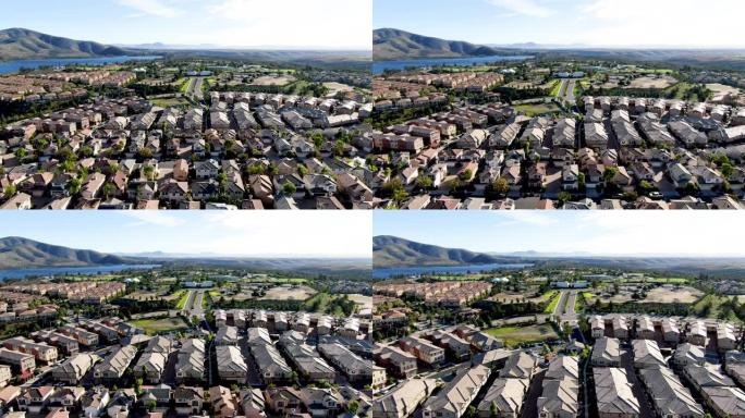 具有相同住宅细分房屋的上层中产阶级社区的鸟瞰图
