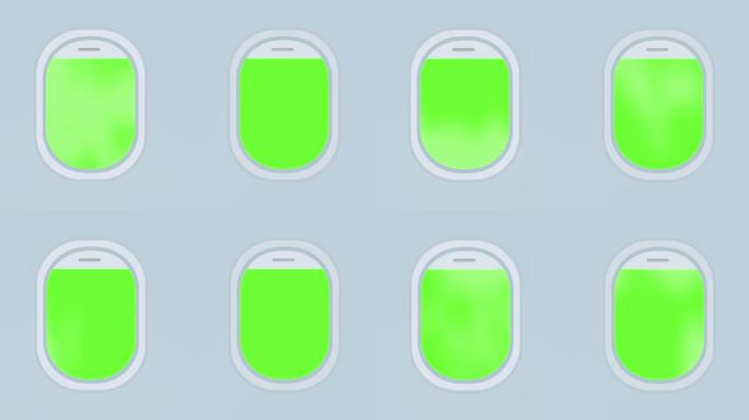 飞机窗户。飞机室内舷窗，飞机室内窗和机身玻璃舷窗2d视频。