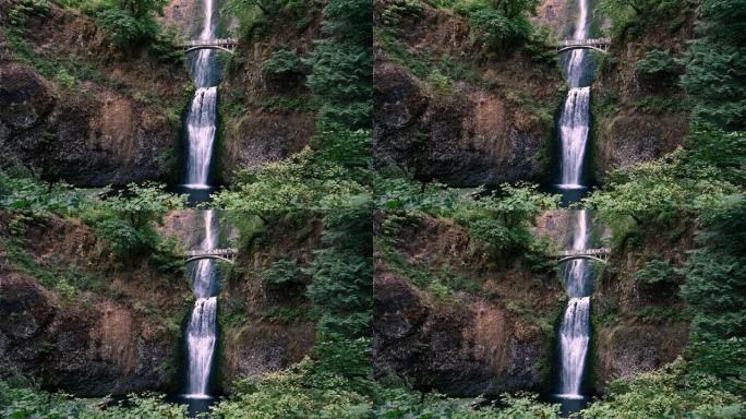 太平洋西北部风景秀丽的摩特诺玛瀑布景观的UHD视频