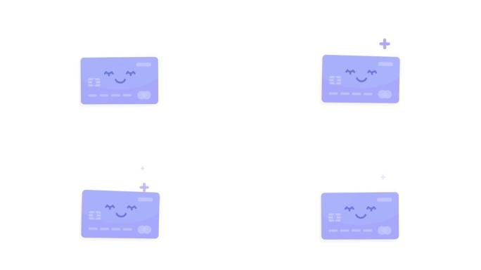 白色背景上可爱的信用卡字符。证券交易所，账户补充。形状设计。2D运动动画